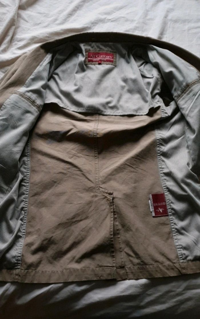 Veste costume homme coton et lin maron clair - photo numéro 3