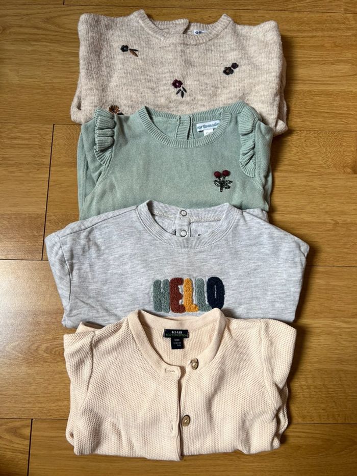 Lot de 3 pulls + 1 gilet 18 mois
