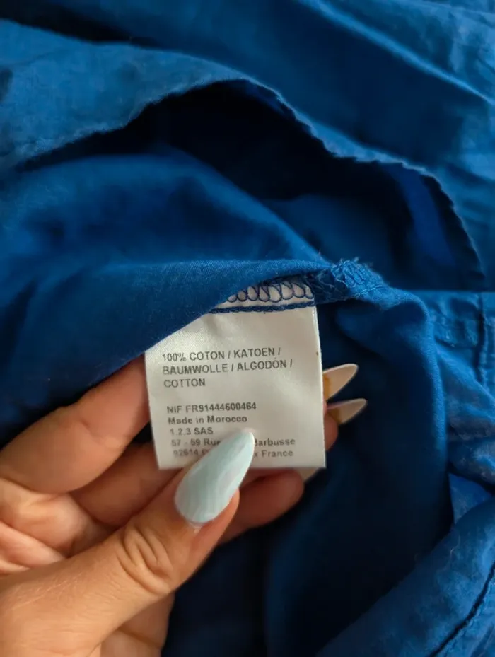 Blouse légère en coton bleu électrique moderne minimaliste 123 taille 40 - photo numéro 7