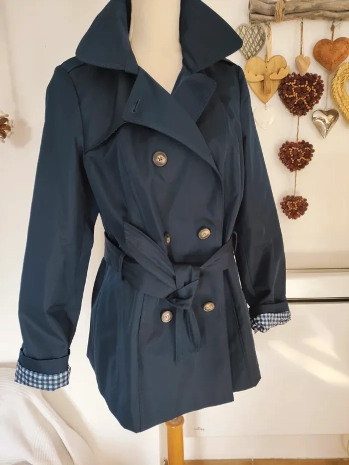 💋 trench court imperméable à doublure constastante vichy 🌀 neuf