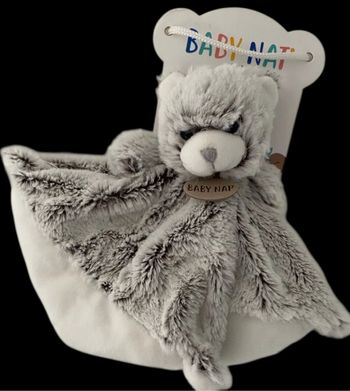 ❤️B4364 Doudou Plat Mouchoir Ours Babynat Baby Nat Les Flocons  Gris Marron Blanc