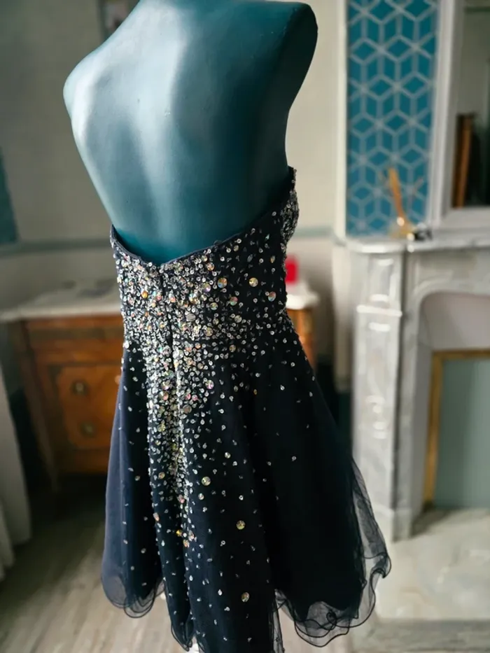 Robe de soirée Corizzi Paris bleu et strass - photo numéro 5