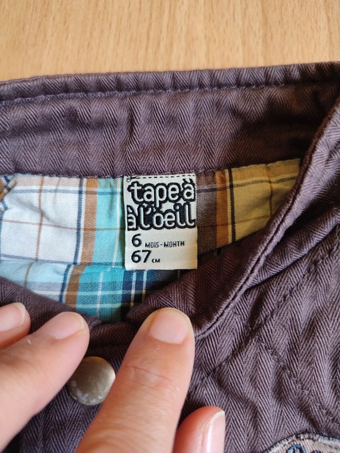 Lot ensemble salopette chemise et veste sans manche TAO assortis en 6M - photo numéro 10