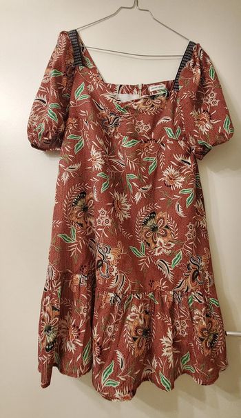 Robe évasée manches ballons rouge foncé femme Cache Cache T42