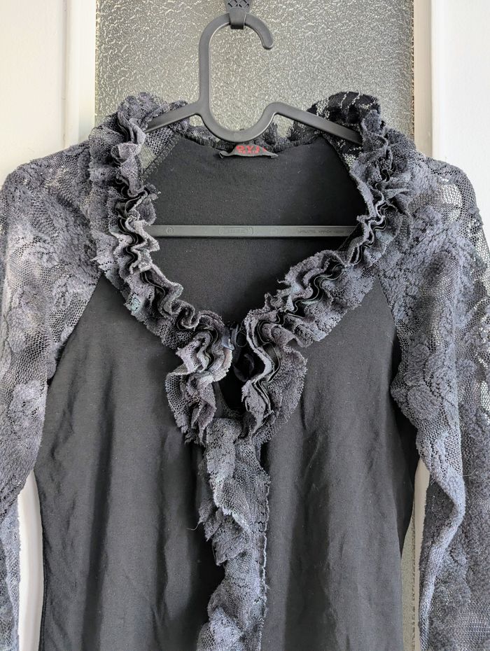 Haut manches longues noir et gris lovie paris taille s - photo numéro 3