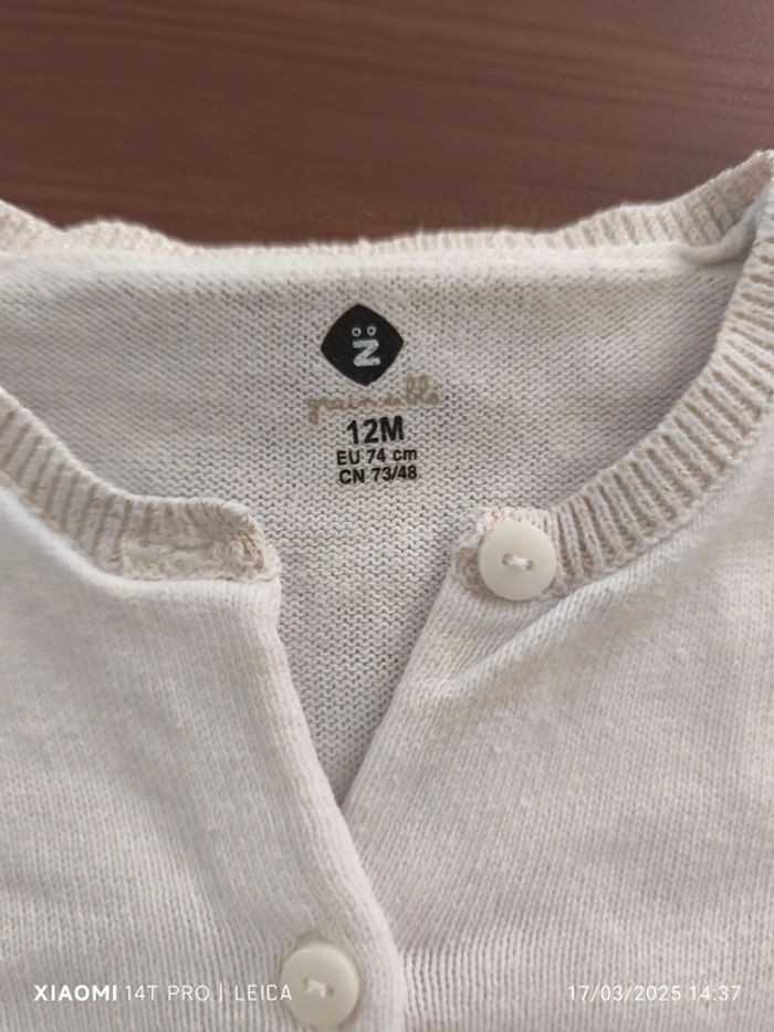 Lot 2 gilets rose/blanc 12mois Z - photo numéro 5