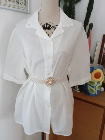 Chemise vintage  blanche, manches courtes