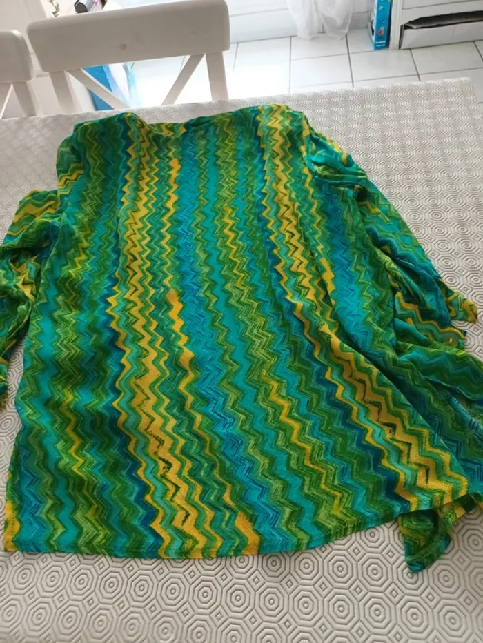 Chemise  marque coup de charme taille 2 à  boutons vert bleu et jaune - photo numéro 7