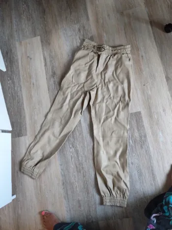 Pantalon jogging simili cuir Mango beige XS