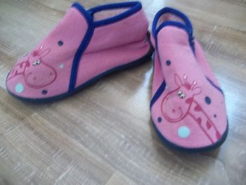Chaussons zippés rose Girafe 27
