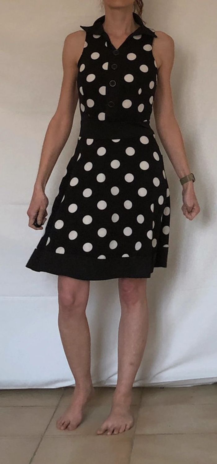 Robe sans manches noire à pois style vintage iHot taille 34 36 comme neuve - photo numéro 7