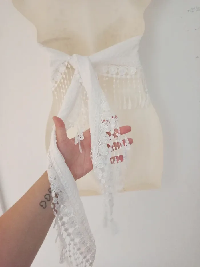 Bandeau court crop top a noué femme - photo numéro 4