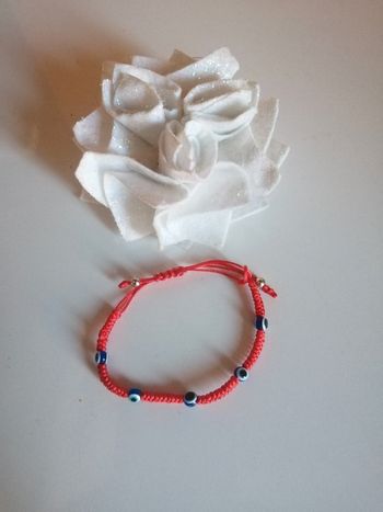 🌸Bracelet rouge cordon réglable avec œils bleus mixte "So chic bijoux" Neuf 🌸
