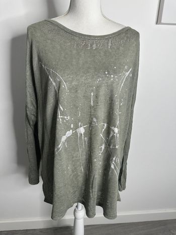 Pull fin oversize kaki et argenté T44 XXL