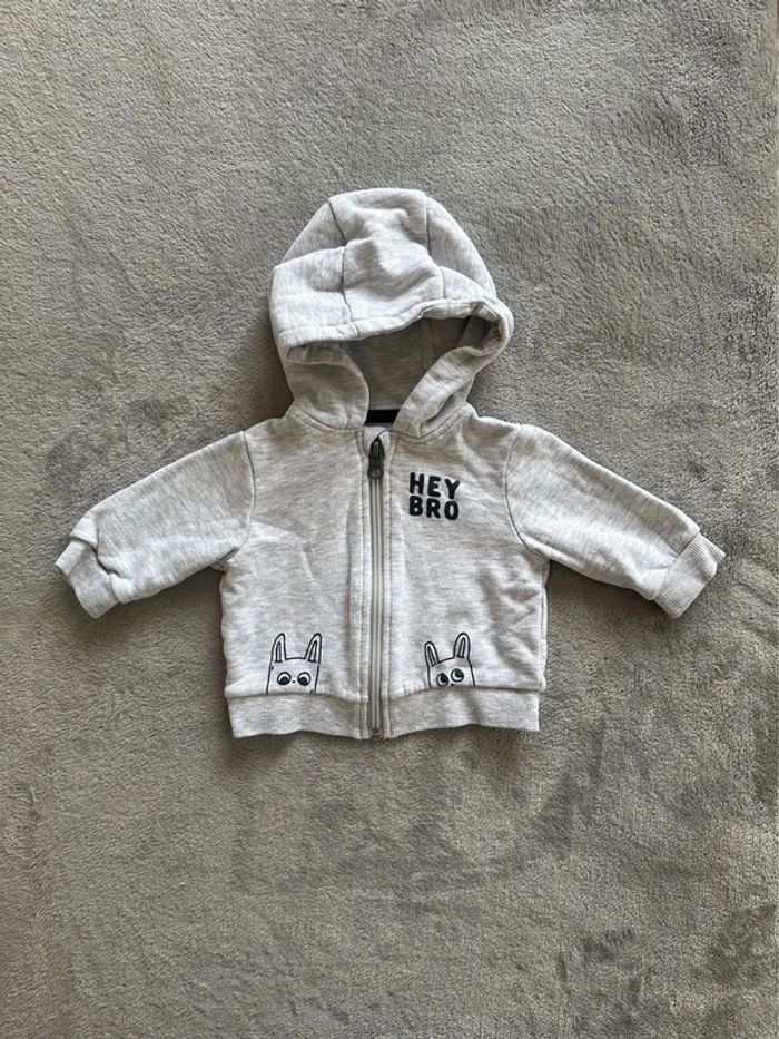 Sweat zippé à capuche - 3 mois - Kiabi
