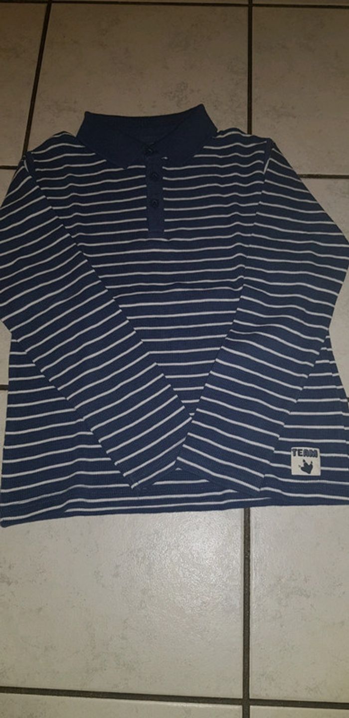 Polo rayé bleu et blanc garçon