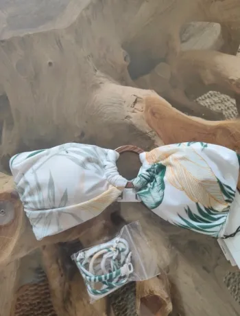 Haut de maillot de bain Rip Curl bandeau blanc tropical XXS neuf