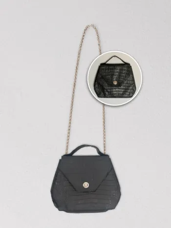 Pochette noir cuir imitation écaille 80-90 / JW - 22x21x5cm