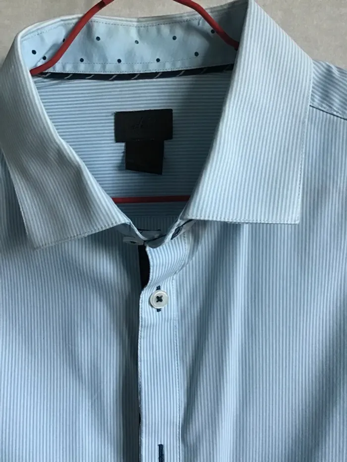Chemise homme H&M bleue fines rayures - photo numéro 2