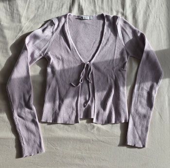 Stradivarius Gilet Maille Côtelée Lilas Très Bon État S