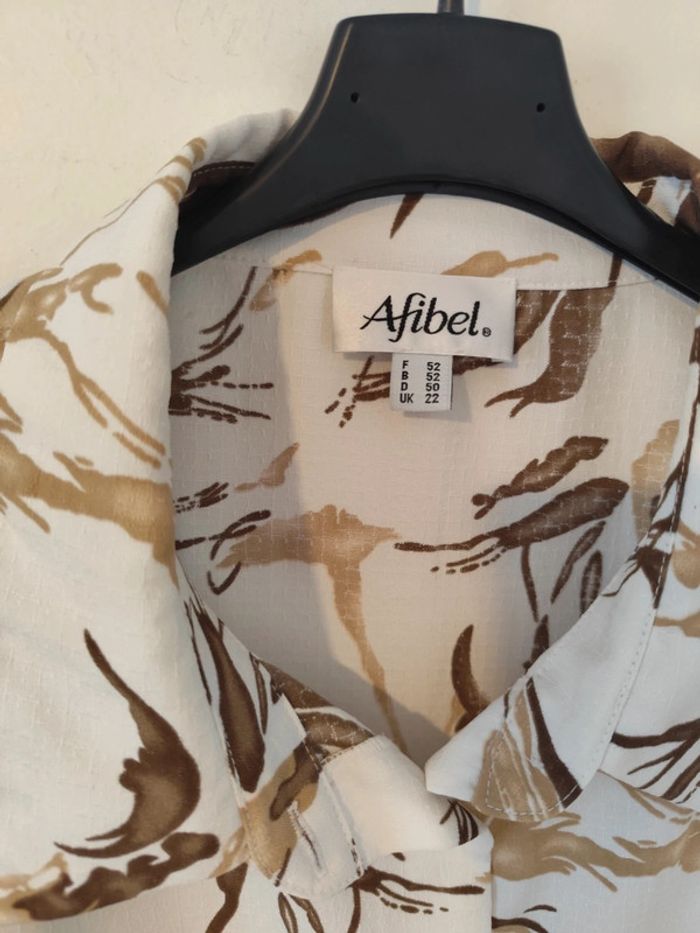 Chemise fluide blanche/beige/marron taille 52 Afibel - photo numéro 3