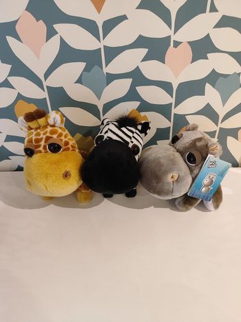 Peluche zèbre girafe hippopotame Big headz
