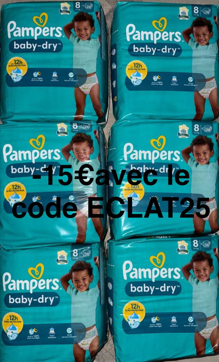 Six pack de couches Pampers taille 8 normal