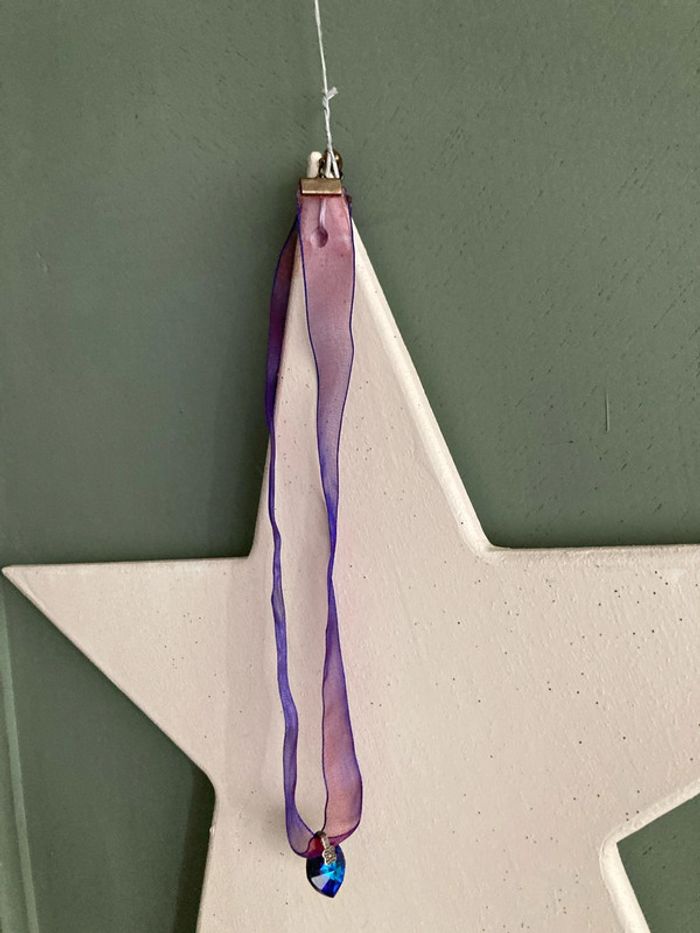Collier coeur bleu irisé - photo numéro 4