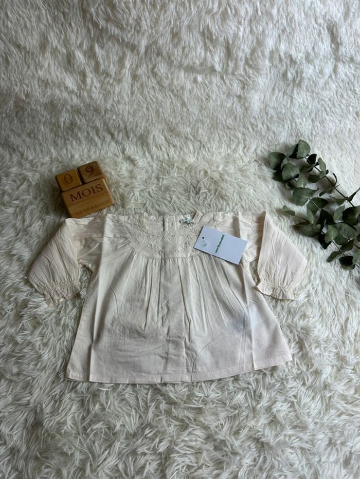 Blouse blanche Vertbaudet taille 9 mois