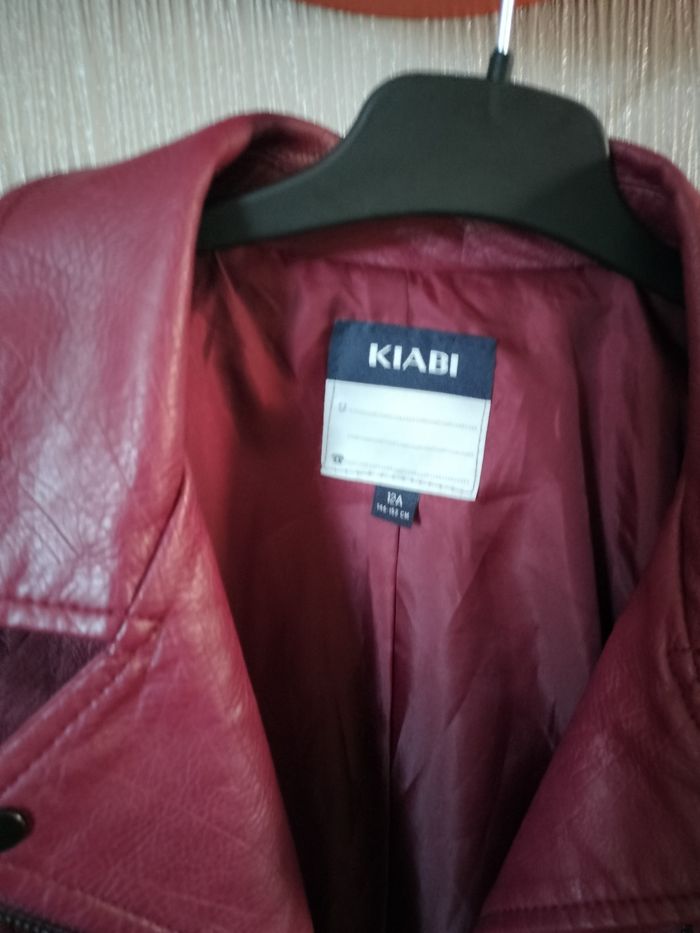 Veste en simili cuir bordeaux taille 12 ans - photo numéro 3