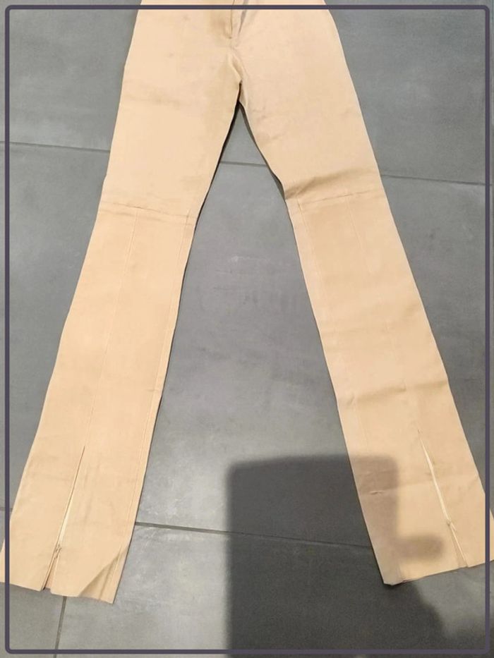 Pantalon cuir beige clair Plein sud taille 38 très bon état