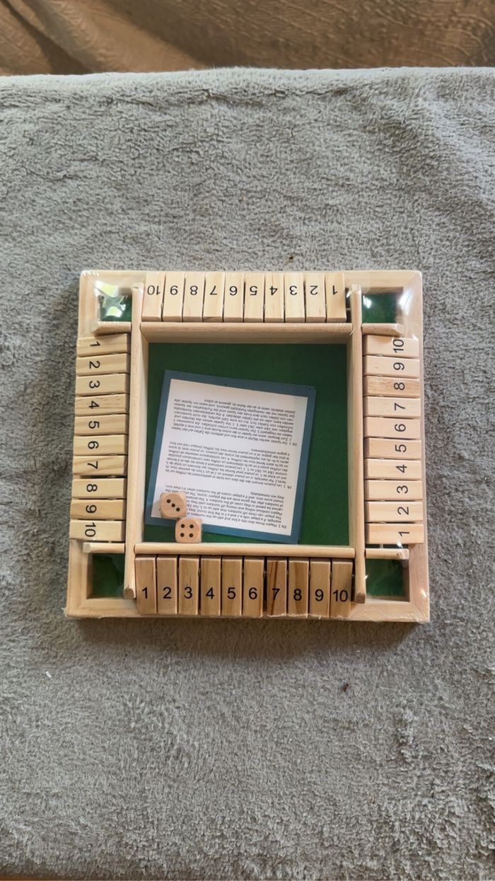 Shut the Box – Jeu traditionnel en bois (neuf, sous blister)