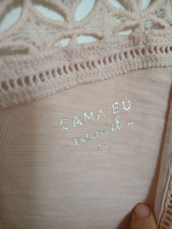 T-shirt rose poudré ajouré aux épaules vintage cute - photo numéro 5