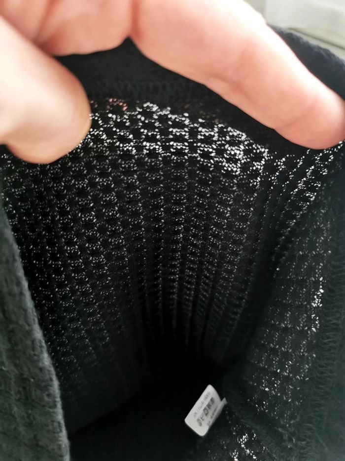 Top Pull fin moulant ajouré effet dentelle noir M 38 - photo numéro 4