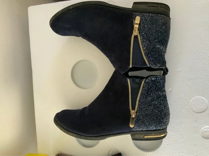 Bottines velours bleu marine - photo numéro 3