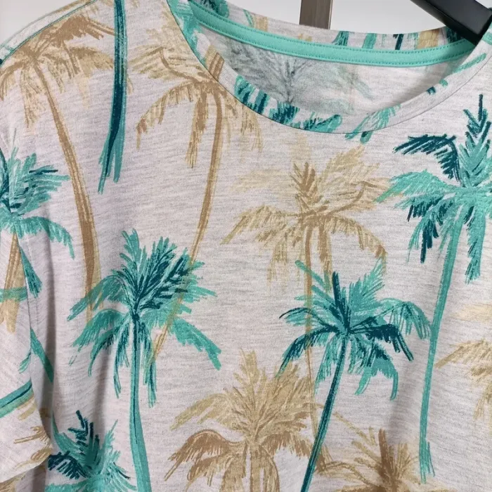 Tshirt homme vert jaune gris - motif palmiers feuilles exotiques - Taille M - A092 - photo numéro 2