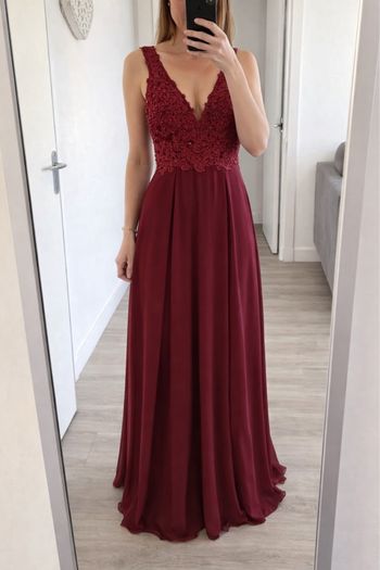 Robe de cérémonie / mariage / témoin bordeaux – Taille M – Flower by Charm’s