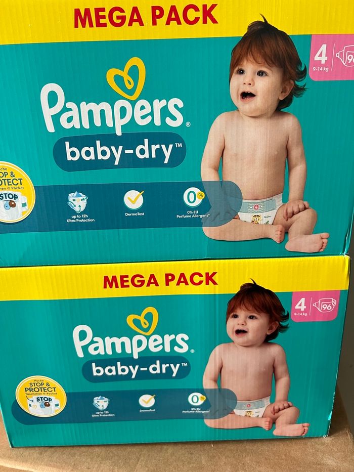 2 paquets de couches pampers baby dry t4 xxl