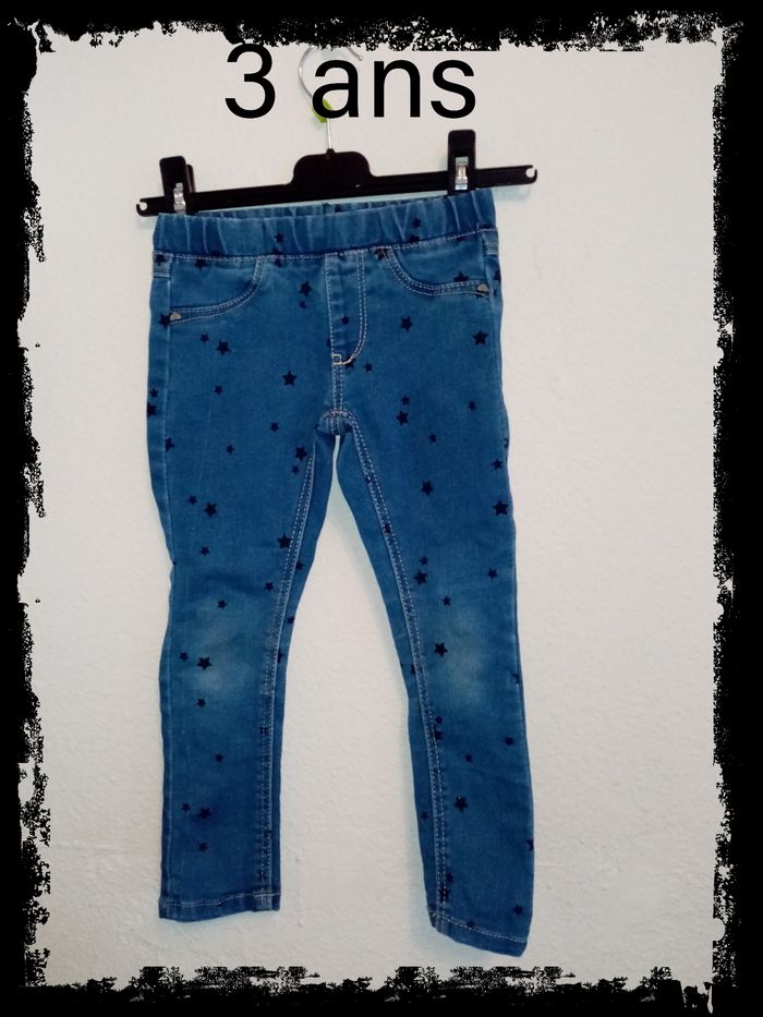 3 ans in extenso pantalon jeans a élastique imprimé "petite étoiles" /Excellent état - photo numéro 13