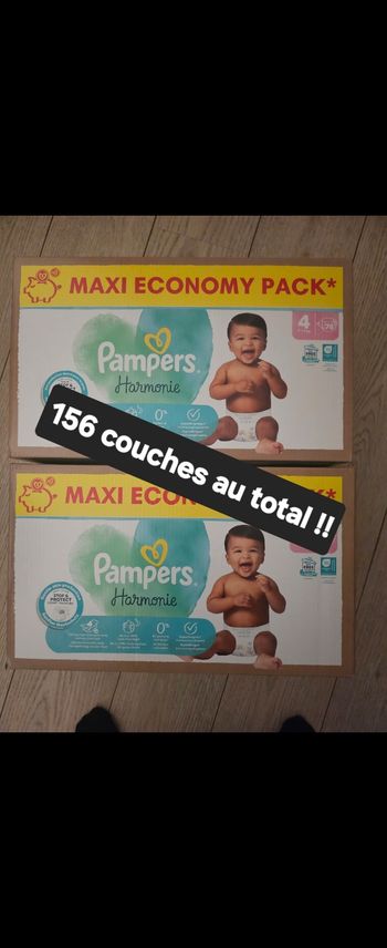 Lot de 2 packs de couches pampers harmonie taille 4