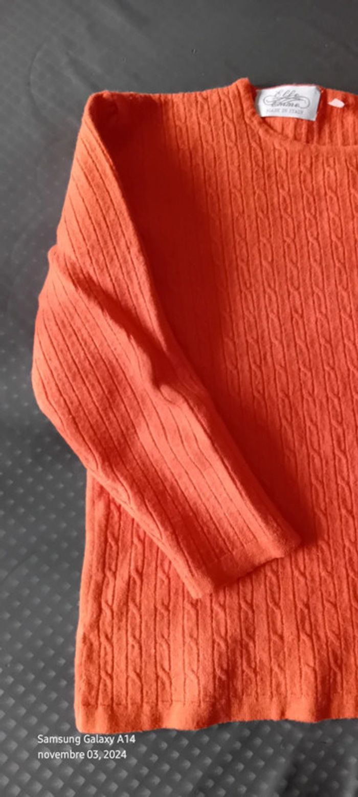 Pull court maille torsadée corail femme S Emme elle made in Italia - photo numéro 2