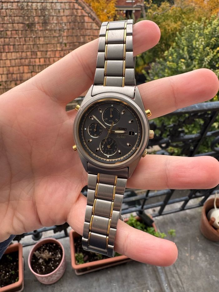 Montre Seiko Chronograph SQ100 – Quartz – Titane & Or – Pile neuve - photo numéro 6