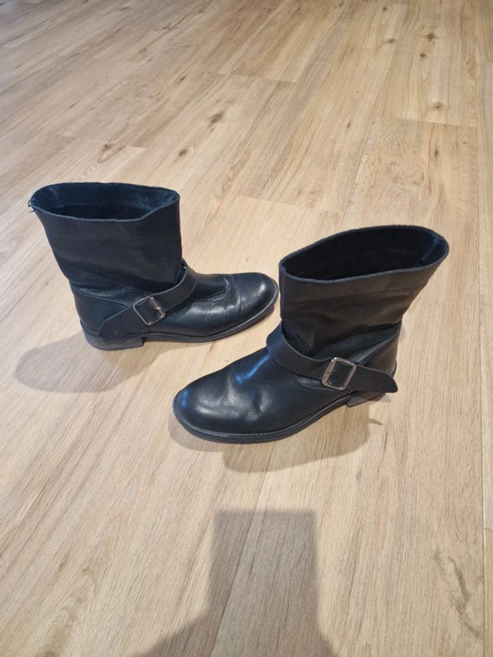 Bottine noir en cuir - photo numéro 2