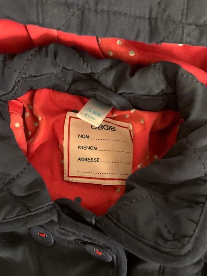 Fille 👧🏻 Manteau/veste 2 en 1 bleu marine - obaibi 18 mois - photo numéro 4