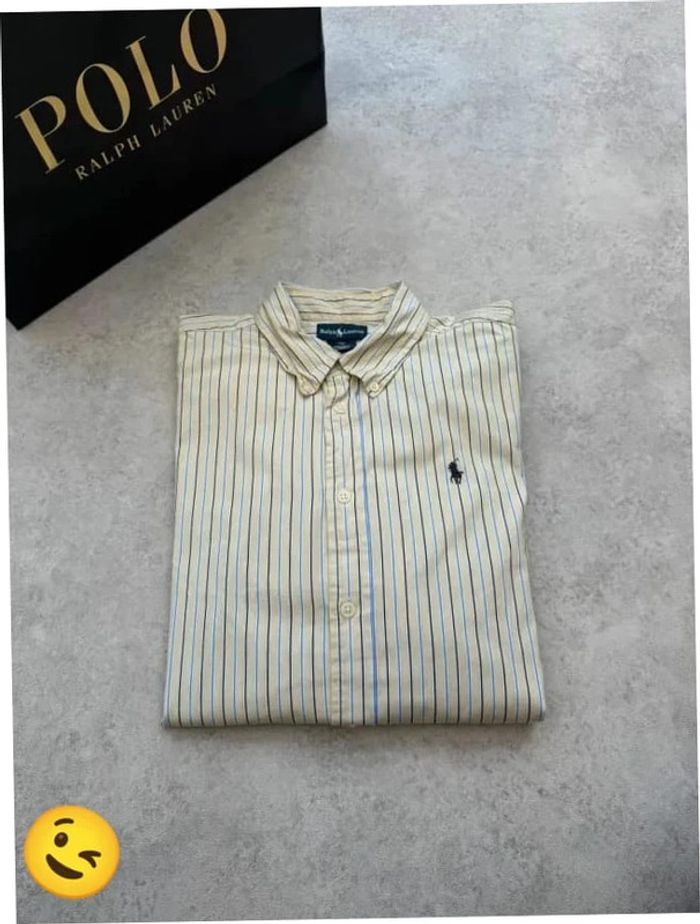 Chemise Ralph Lauren manche longue Taille L jaune Homme Men CHE20