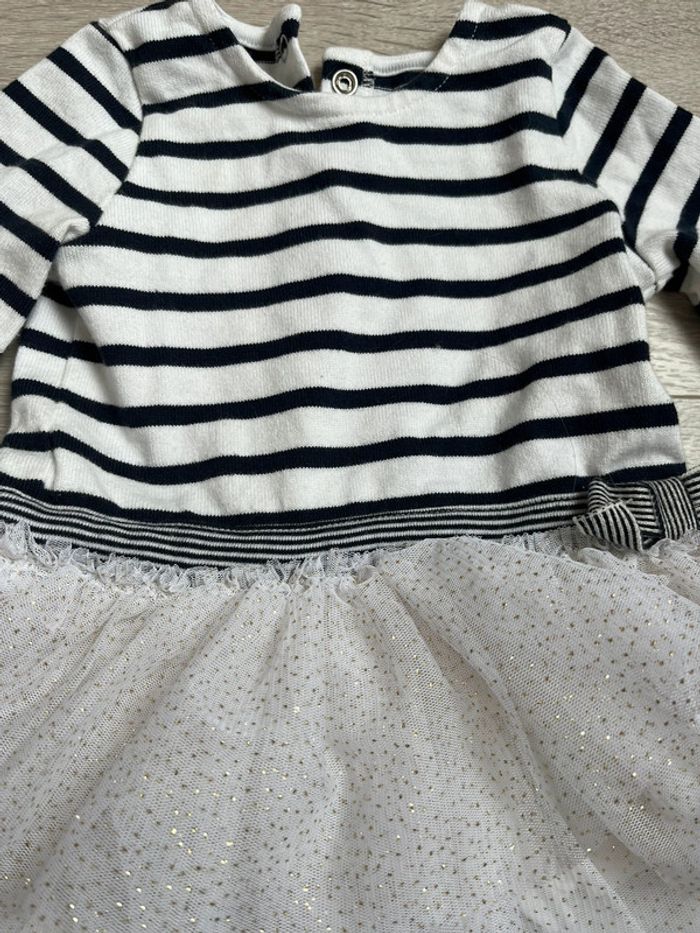 Robe à rayure marinière et tulle paillette 6 mois - photo numéro 2