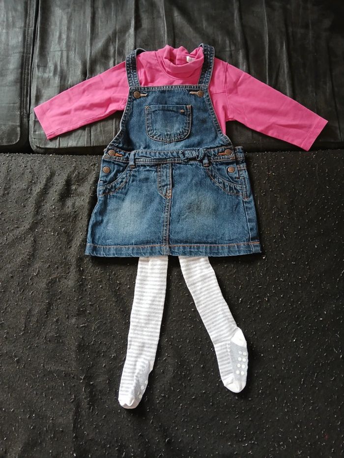 Ensemble robe/haut/collant 18 mois fille - photo numéro 2