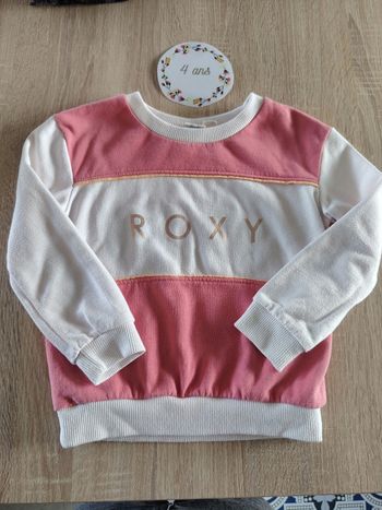 Sweat fille en coton rose et blanc 4 ans Roxy tbe