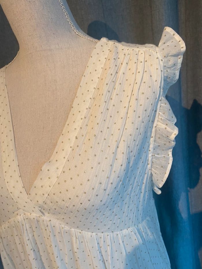 Robe longue blanche à pois dorés Goa L - photo numéro 2