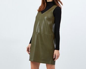 Etam -Robe Urban simili cuir - kaki T42